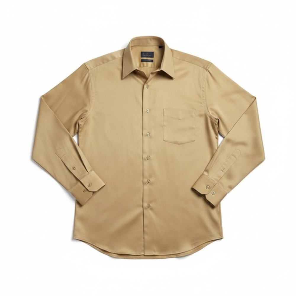 Vintage Crazy Horse Men’s Dress Shirt 17 34/35 Tan Sateen Cotton Blend 90s
